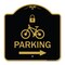 Signmission Parking W/ Lock Cycle & Right Arrow, Black & Gold Aluminum Sign, 18" x 18", BG-1818-23473 A-DES-BG-1818-23473 - alternate 1